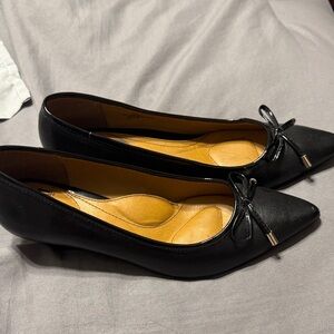 Sofft Black Leather Flats with Bow